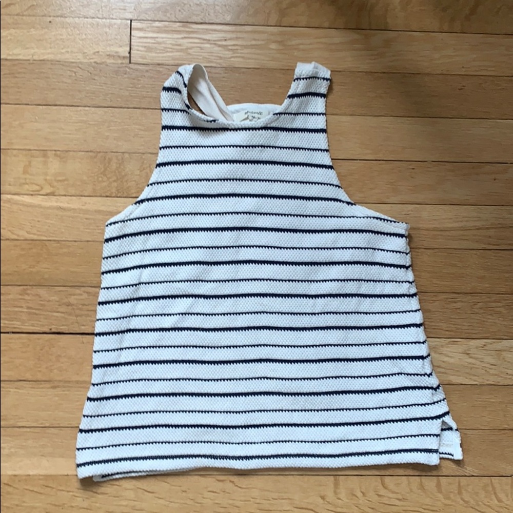 Navy and cream striped sweater tank